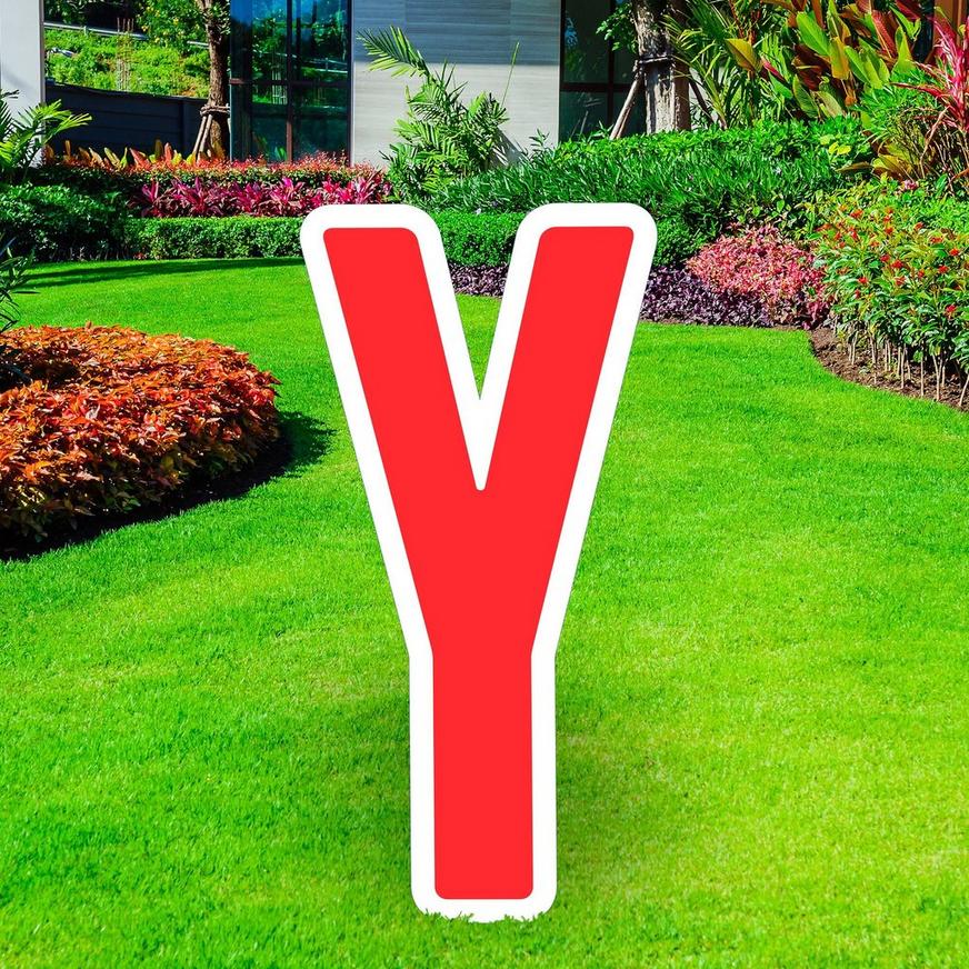 Red Letter (Y) Corrugated Plastic Yard Sign, 30in